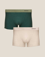 2 X BOXER BRIEF IN ORGANIC COTTON RIB - TEAL & BONE