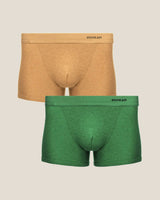 2 X BOXER BRIEF IN ORGANIC COTTON RIB - PANDANUS & CAMEL