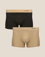 2 X BOXER BRIEF IN ORGANIC COTTON RIB - TAR/SAND & SAND