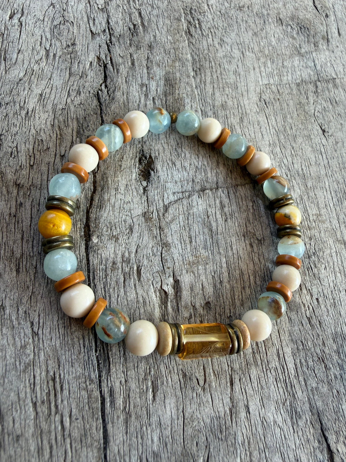 Petra Bracelet - Blue Argentinian Calcite / Fossil / Olive Walnut / Bumblebee Jasper / Picture Jasper / Citrine