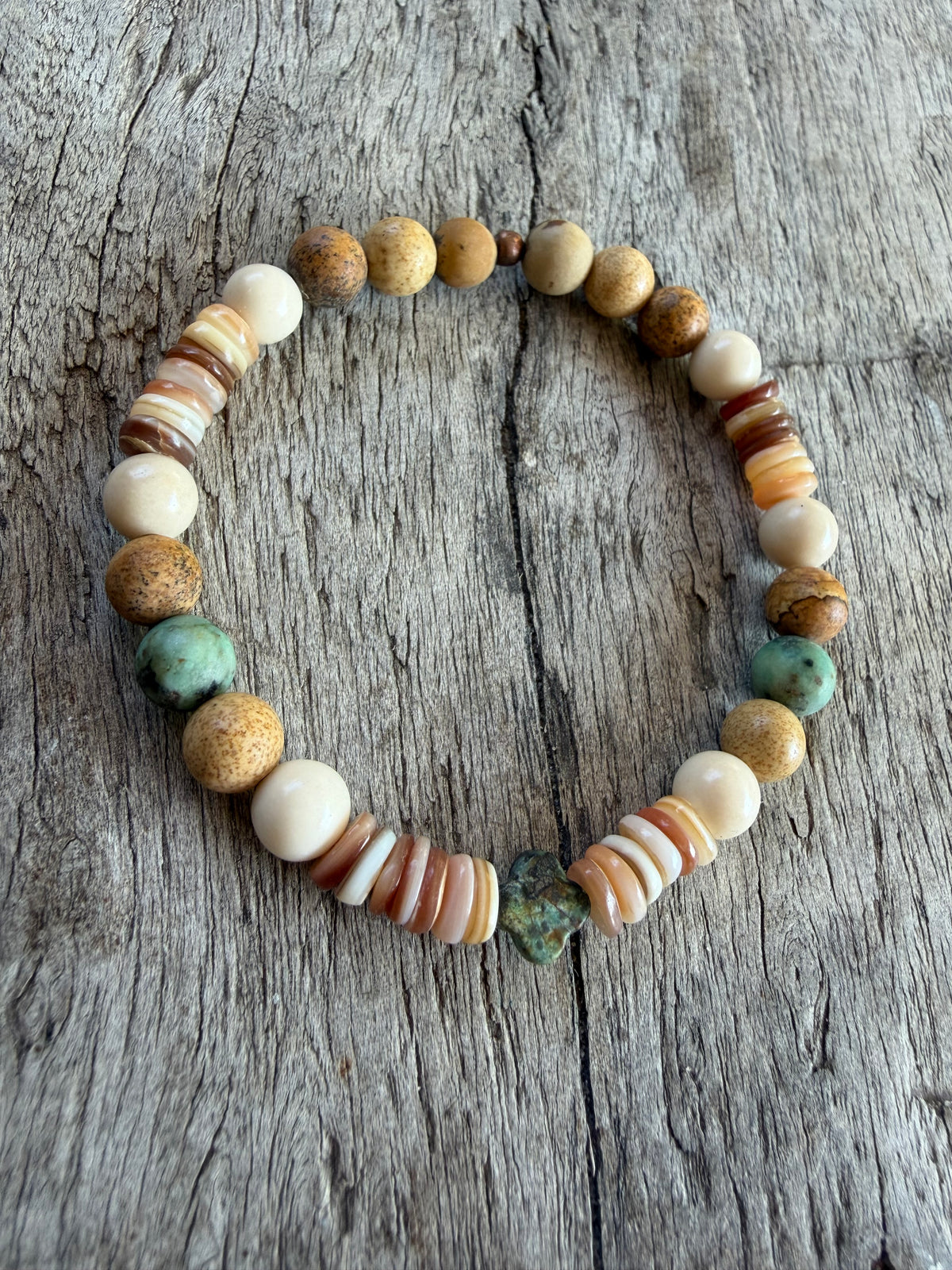 Petra Bracelet - Picture Jasper / Fossil / Shell / African Turquoise
