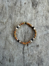 Petra Bracelet - Gold Silk Sandalwood / Maifanite / Natural Wooden Beads