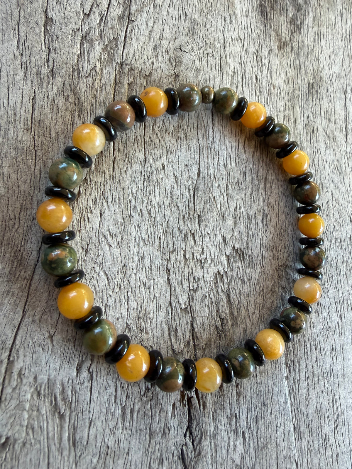 Petra Bracelet - Rainforest Jasper / Yellow Topaz / Gold Obsidian