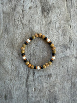 Petra Bracelet - Gold Silk Sandalwood / Bodhi Beads / Olive Walnut / Fossil