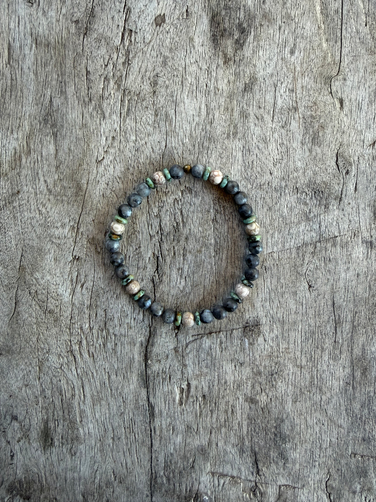 Petra Bracelet - Larvikite / Maifanite / African Turquoise