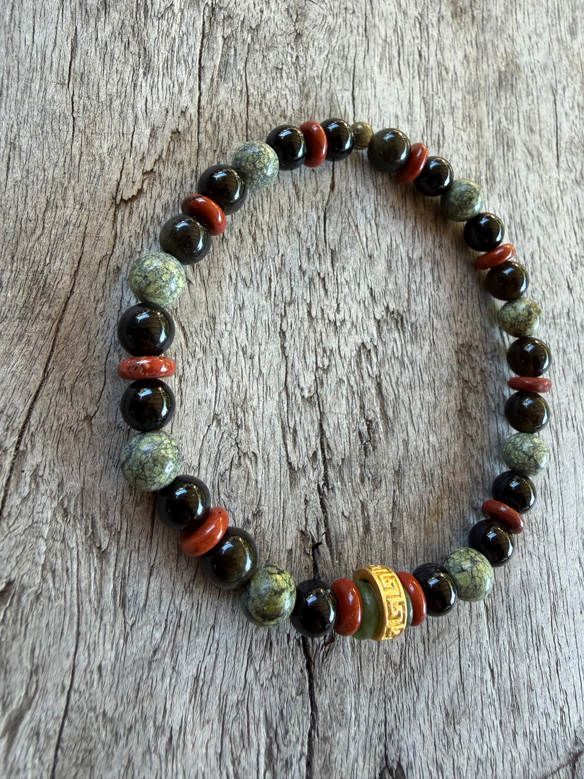 Petra Bracelet - Gold Obsidian / Serpentine / Red Jasper / Jade