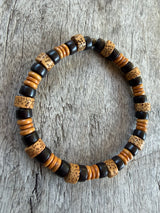 Petra Bracelet - Bodhi Beads / Olive Walnut / Natural Wooden Beads