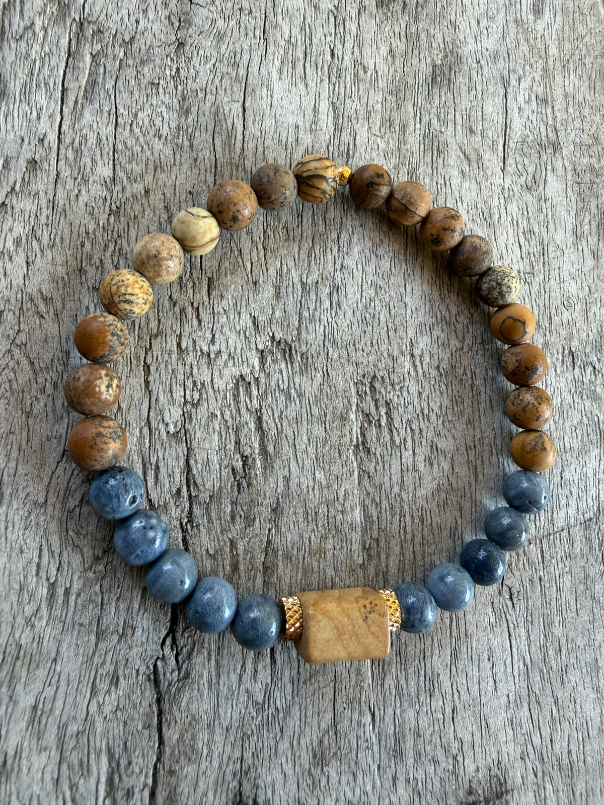 Petra Bracelet - Picture Jasper / Blue Coral