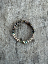Petra Bracelet - Glaucophane / Maifanite / African Turquoise + Black Pearl