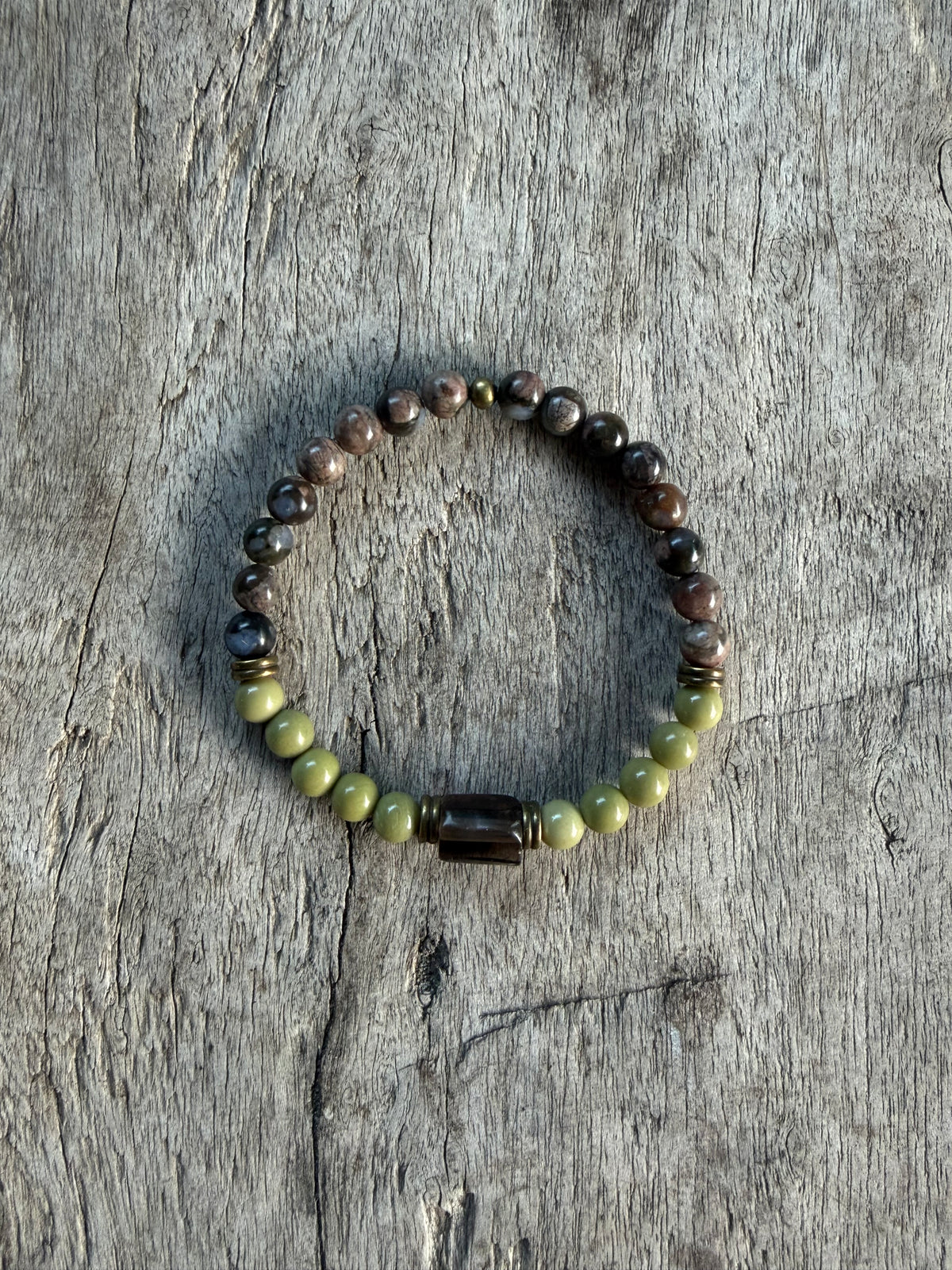 Petra Bracelet - Glaucophane / Avocado Jasper / Smokey Quartz