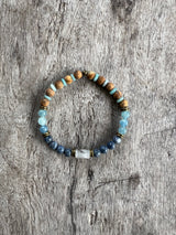 Petra Bracelet - Picture Jasper / Blue Coral / Amazonite / Blue Argentinian Calcite / Black Rutilated Quartz