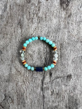 Petra Bracelet - Blue Argentinian Calcite / Topaz / Green Rutilated Quartz / Jasper / Lapis Lazuli
