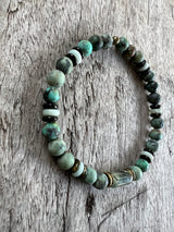 Petra Bracelet - African Turquoise / Gold Obsidian / Amazonite / Rutilated Prehnite