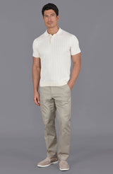 Ultra Fine Cotton Knit Polo Shirt - Ecru