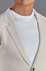 Midweight Cotton Deconstructed Knitted Blazer - Ecru
