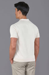Ultra Fine Cotton Knit Polo Shirt - Ecru