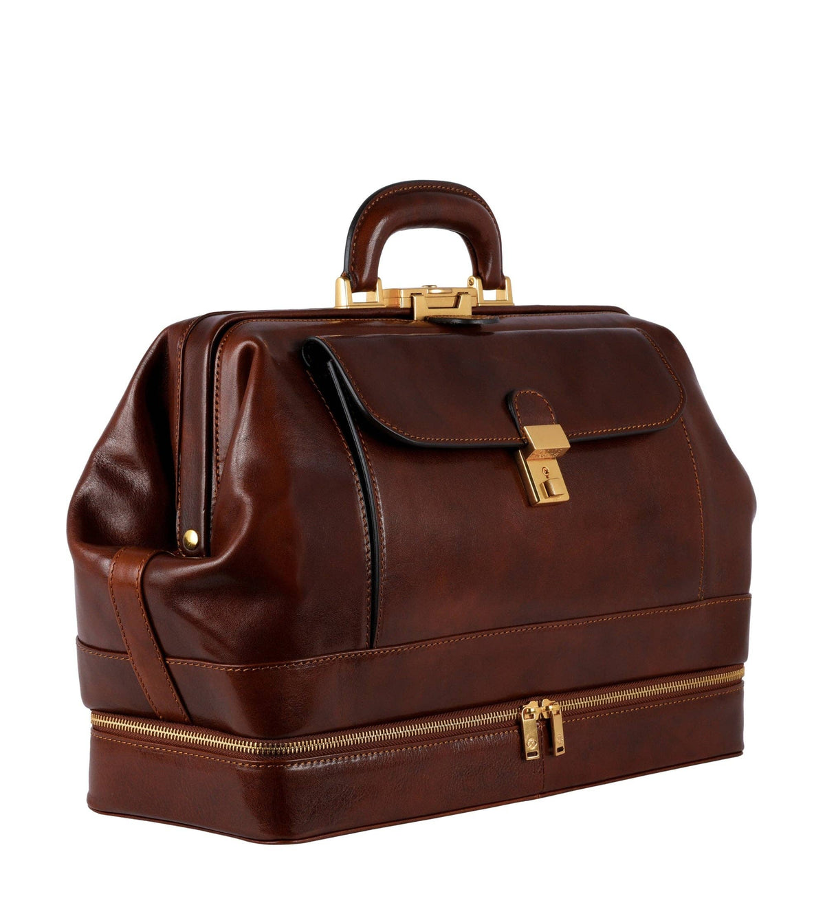Large Italian Leather Doctor Bag - Brown