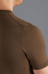 Superfine Merino Wool Knitted T-Shirt - Khaki