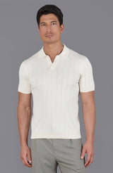 Ultra Fine Cotton Buttonless Polo Shirt - Ecru