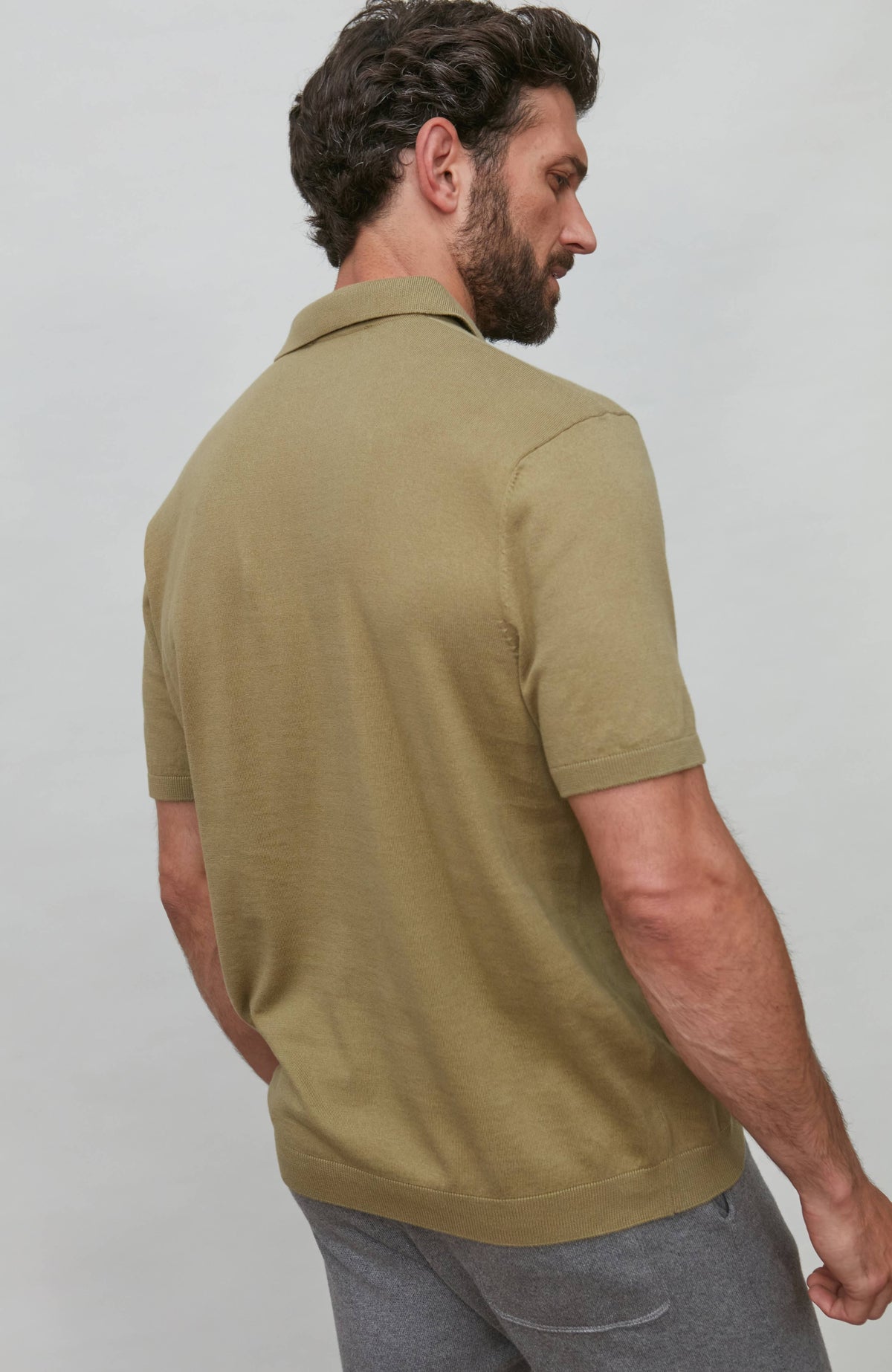 Ultra Fine Cotton Buttonless Polo - Light Olive