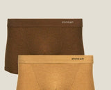 2 X BOXER BRIEF IN ORGANIC COTTON RIB - BROWN & CAMEL