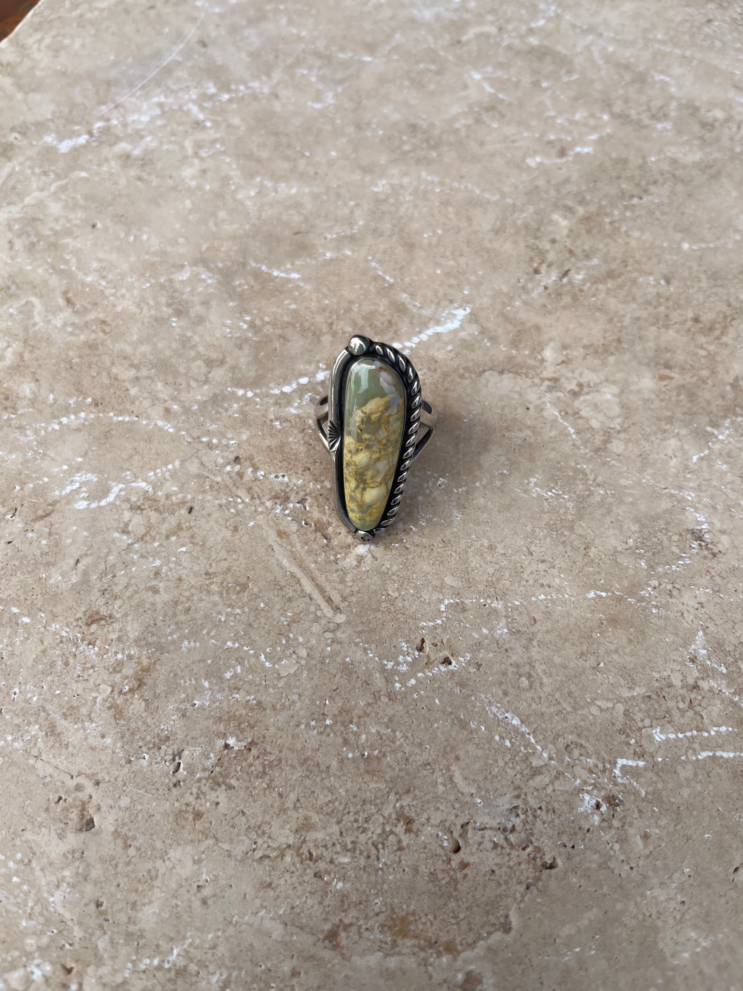 Handcrafted Native American Green Turquoise Ring