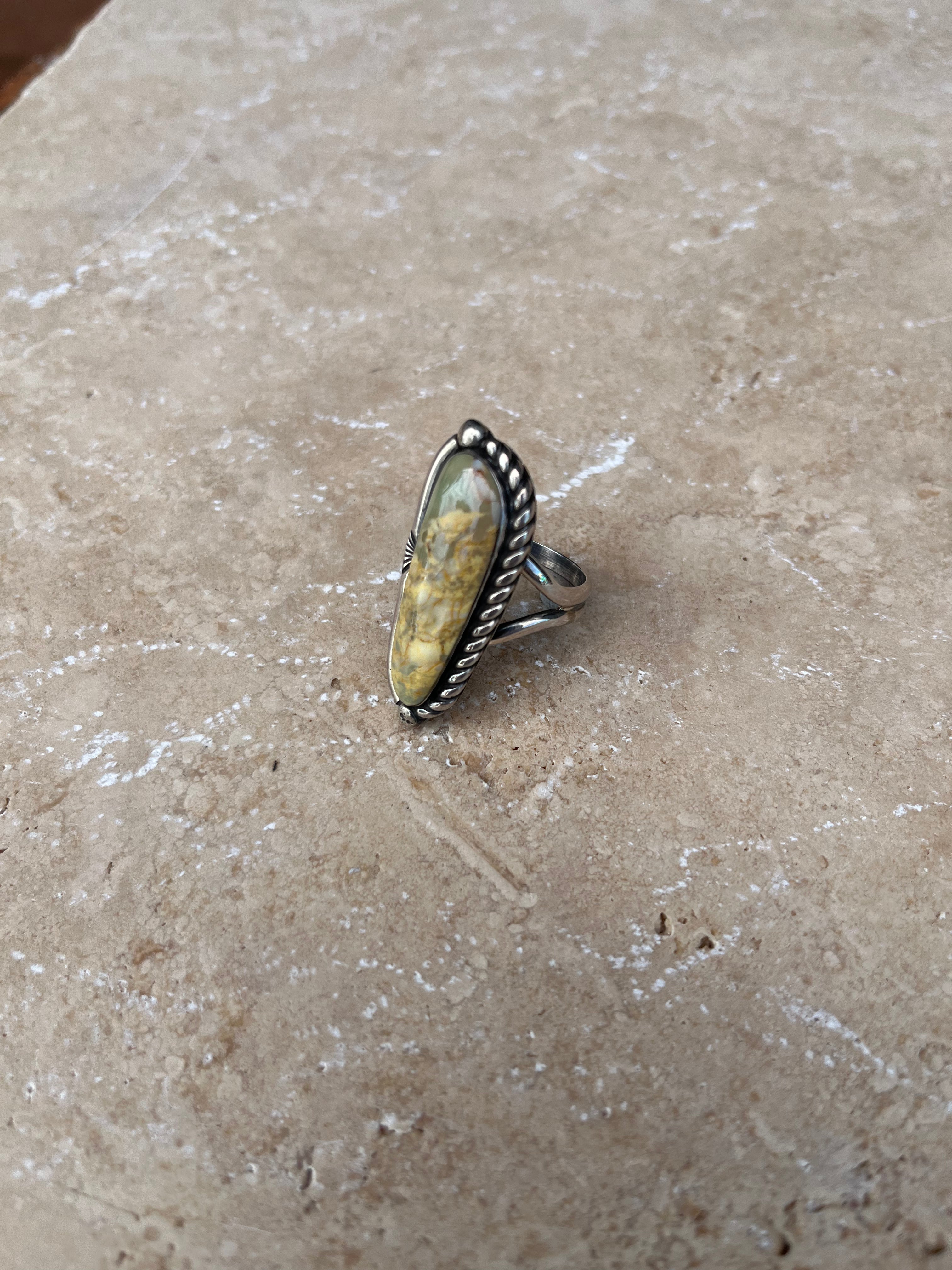 Handcrafted Native American Green Turquoise Ring
