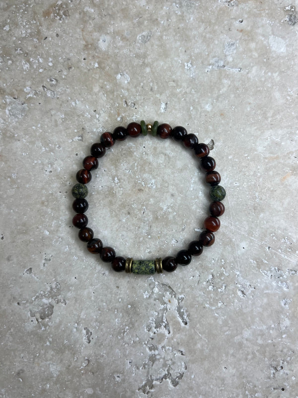 Petra Bracelet - Red Tigers Eye / Serpentine