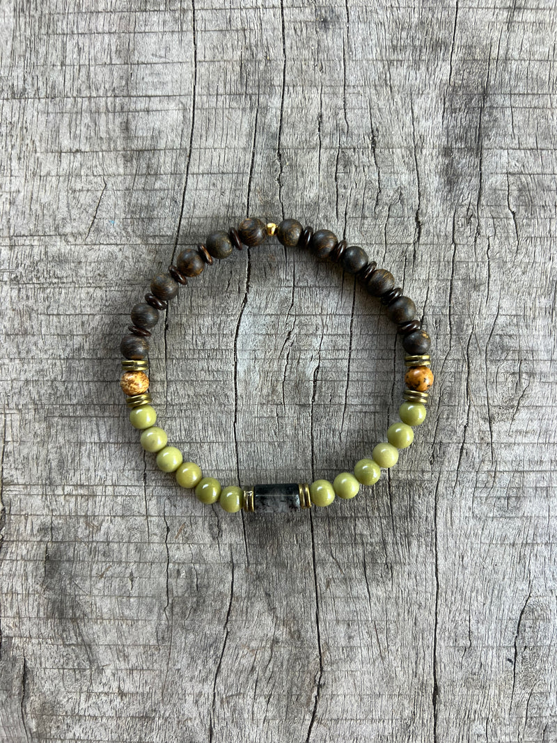 Petra Bracelet - Avocado Jasper / Bronzite / Tourmaline Quartz