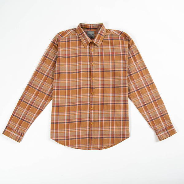 Plaid Long Sleeve Woven Shirt - Copper