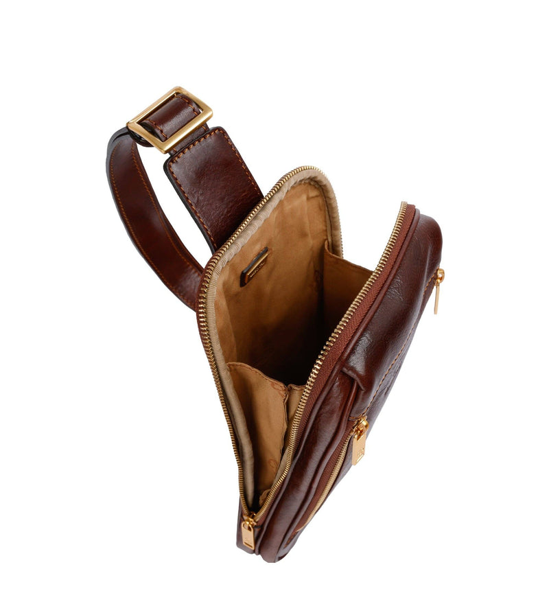 Leather Crossbody Bag - Mahogany