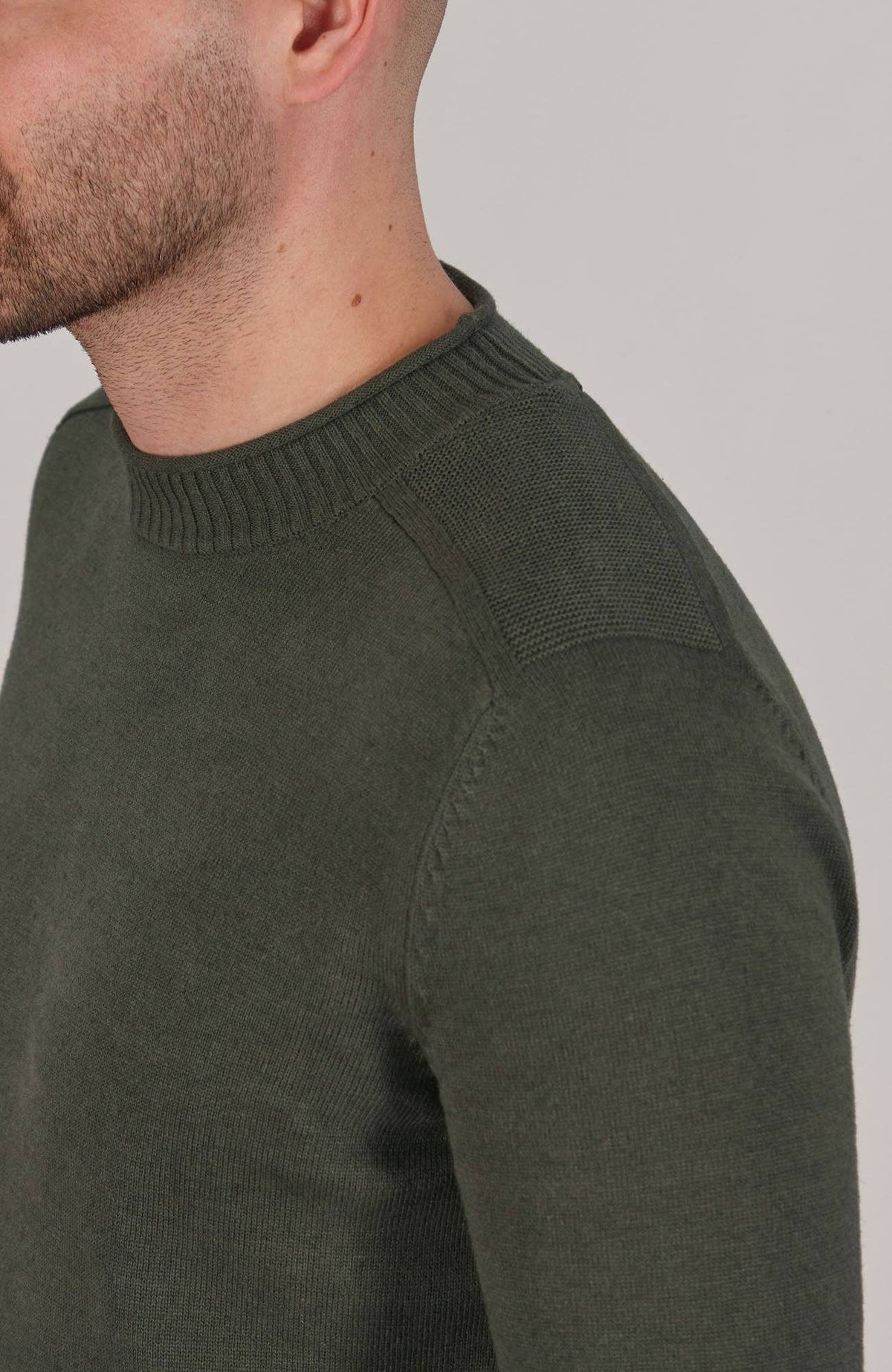 Lightweight Cotton Linen Blend Jumper - Dark Olive