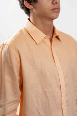 Linen Long Sleeve Shirt - Peach