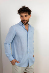 Linen Blend Shirt - Light Blue