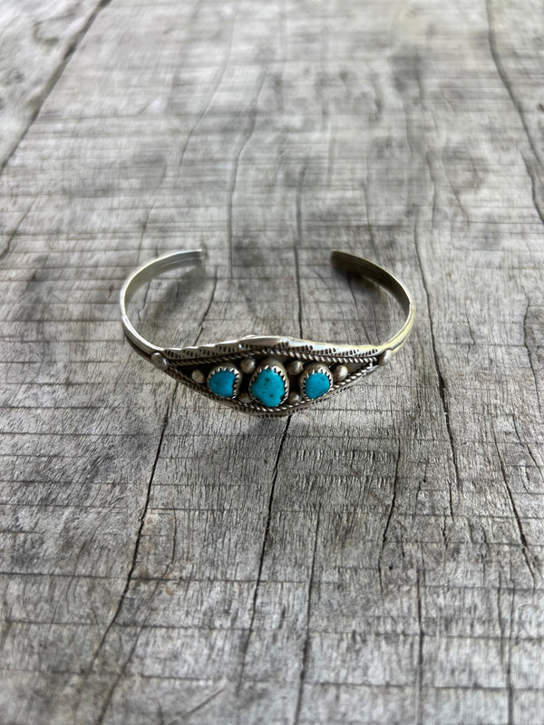 Vintage Three-Stone Turquoise Cuff