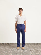 OSCAR LINEN TROUSERS - Navy