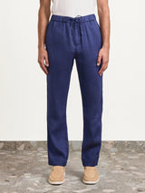 OSCAR LINEN TROUSERS - Navy