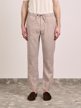 OSCAR LINEN TROUSERS - LIGHT BROWN