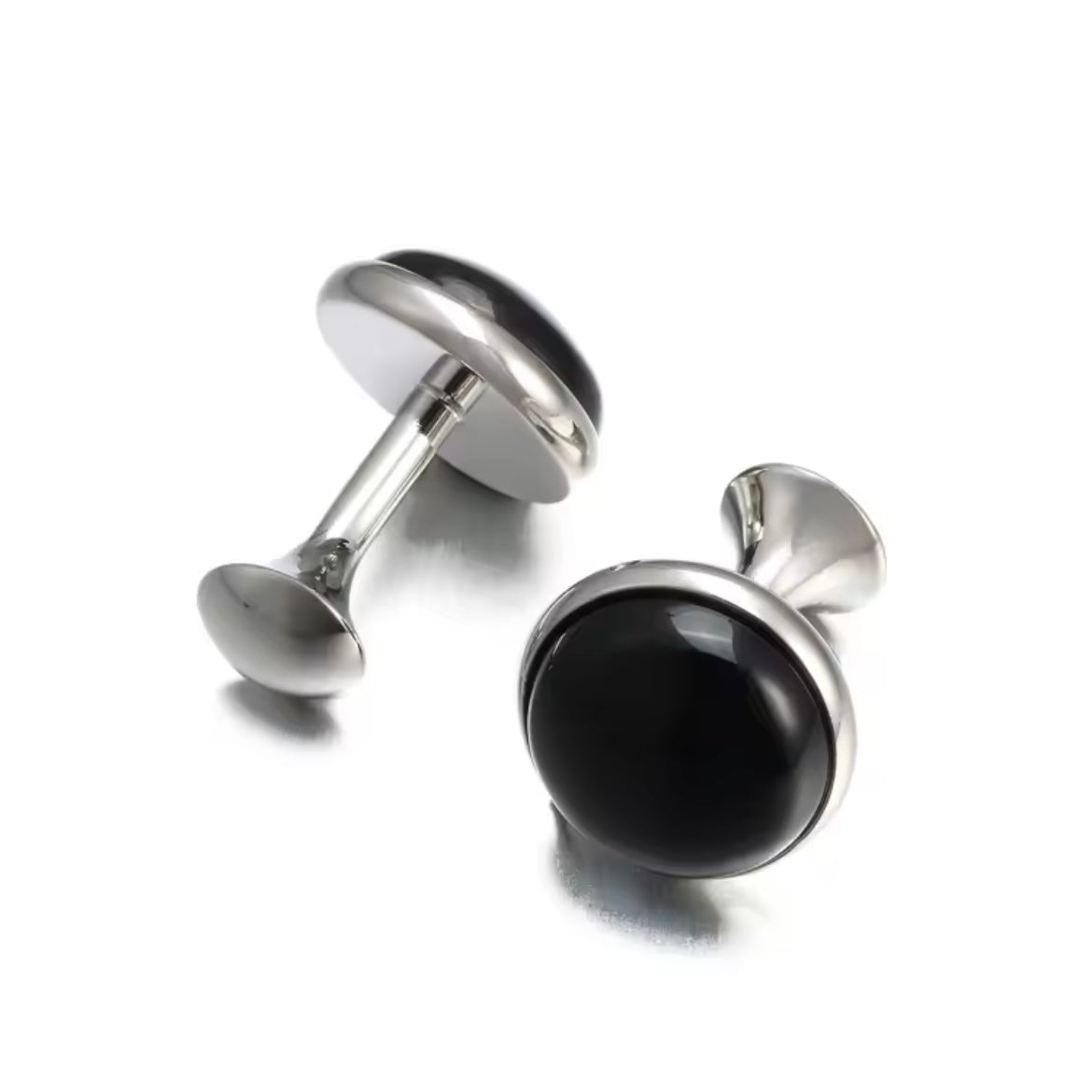 Round Cufflinks - Black Onyx