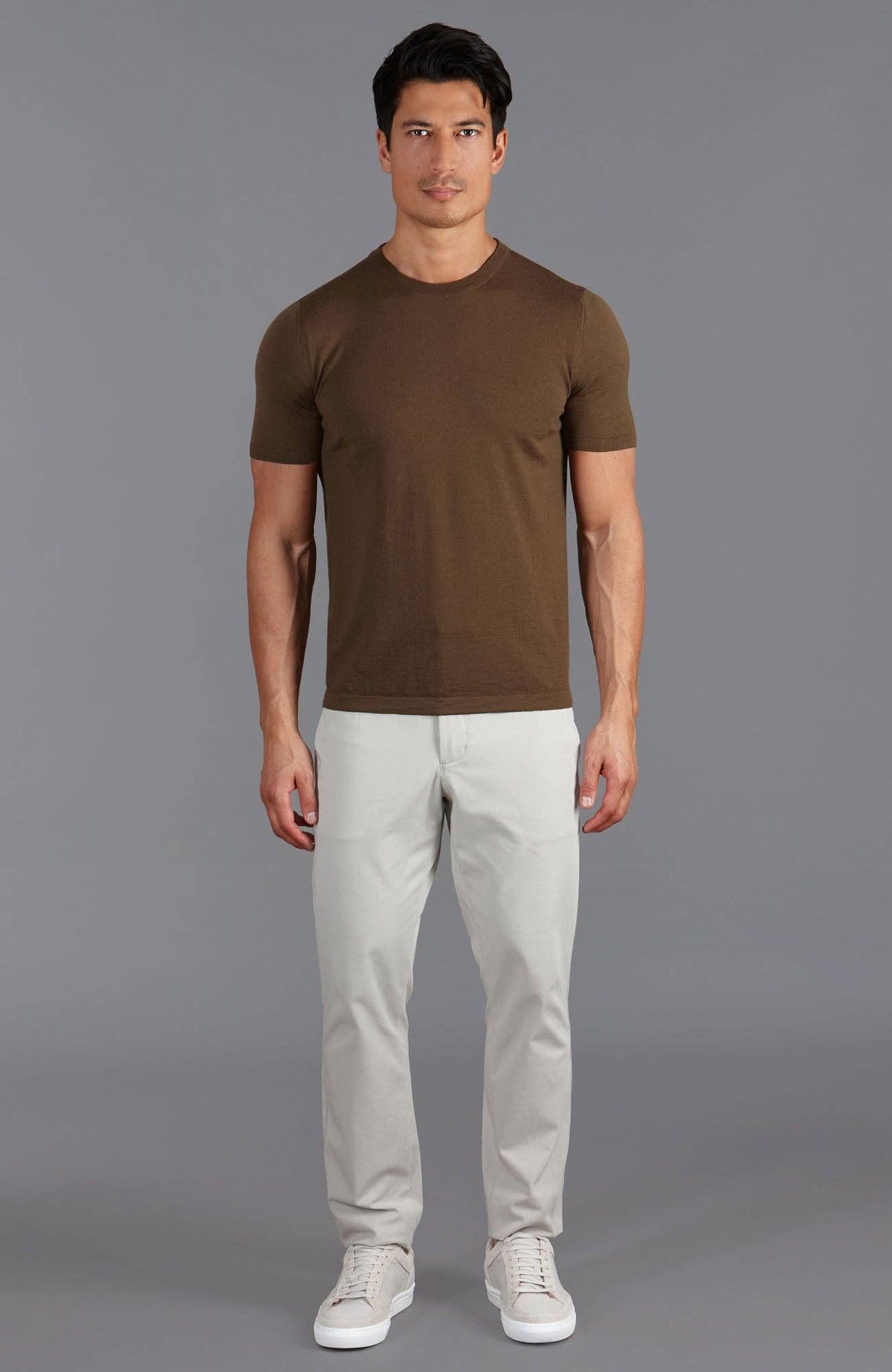 Superfine Merino Wool Knitted T-Shirt - Khaki