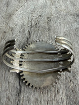 Signed Vintage Zuni Turquoise Cluster Cuff Bracelet