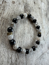 Petra Bracelet - Obsidian / Black Rutilated Quartz