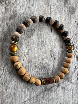 Petra Bracelet - Picture Jasper / Bronzite / Topaz / Yellow Pietersite / Hessonite Garnet