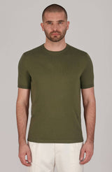 Ultra Fine Cotton Knitted T-Shirt - Dark Olive