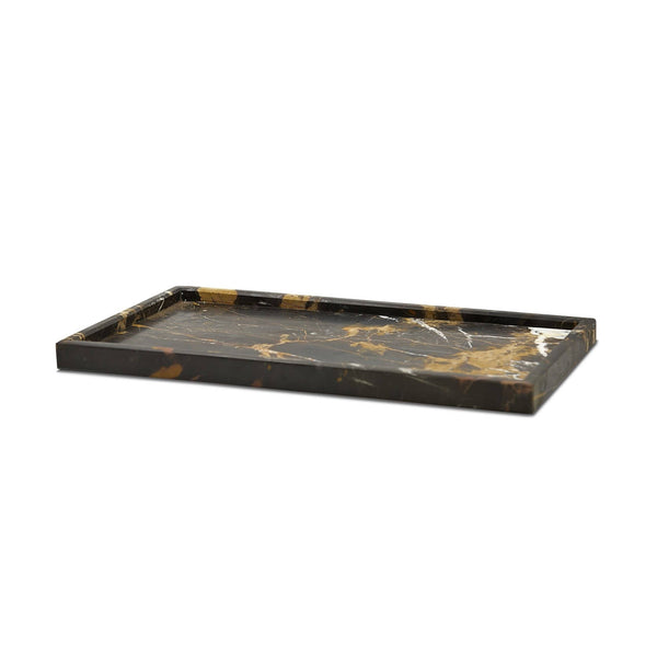 Black & Gold Marble 18"x10" Honed Finish Tray