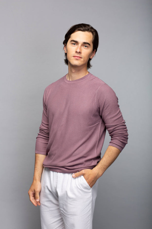 Crewneck Bamboo Knit Sweater - Mauve