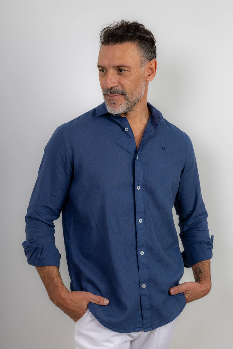 Linen Shirt - Navy Blue