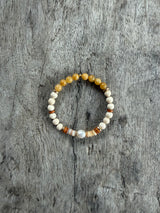 Petra Bracelet - Fossil / Topaz / Olive Walnut + White Pearl