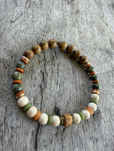 Petra Bracelet - Gold Silk Sandalwood / Fossil / Serpentine / Olive Walnut / Sunstone / Jade