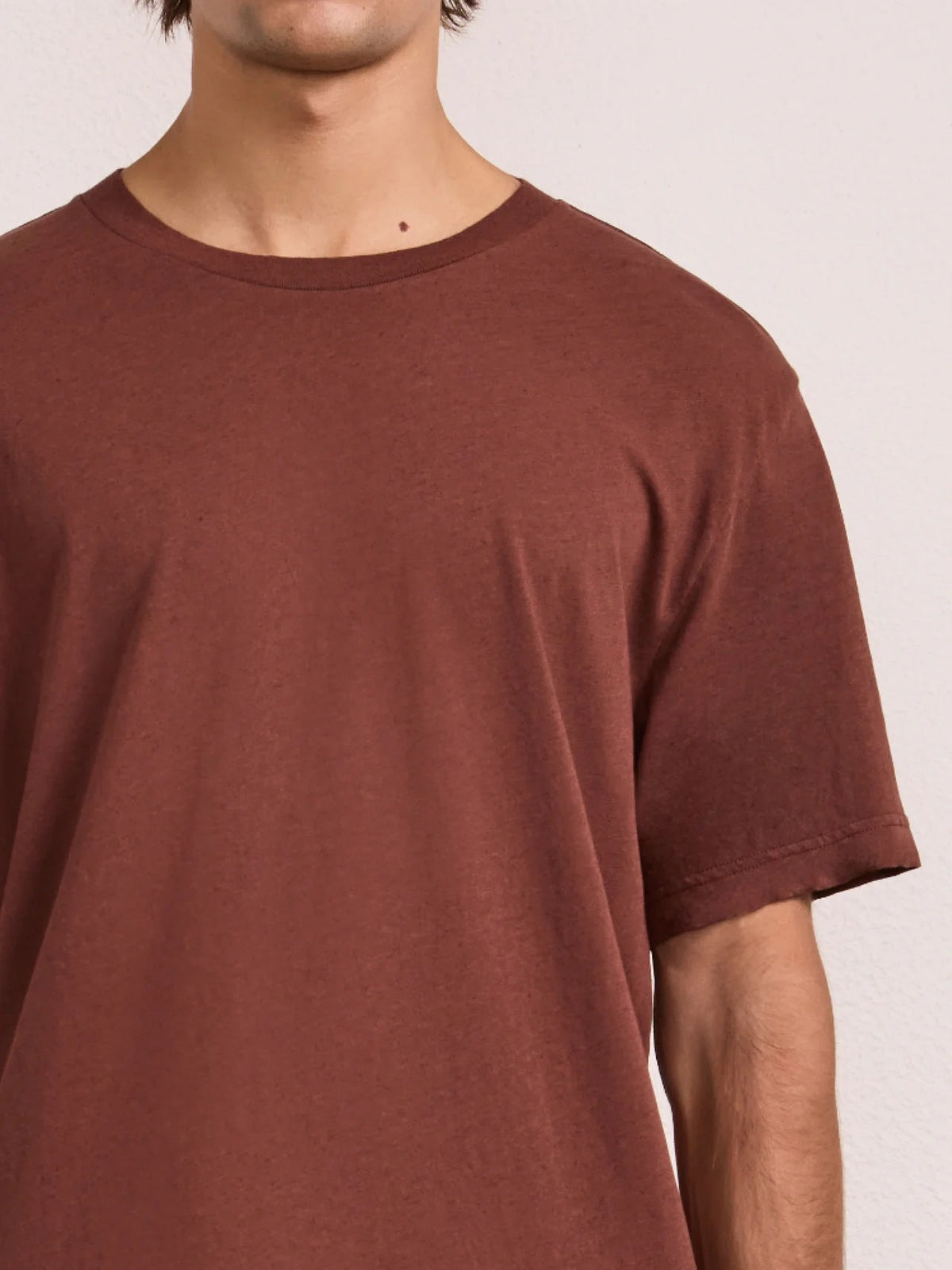DINIS COTTON-LINEN T-SHIRT - BROWN